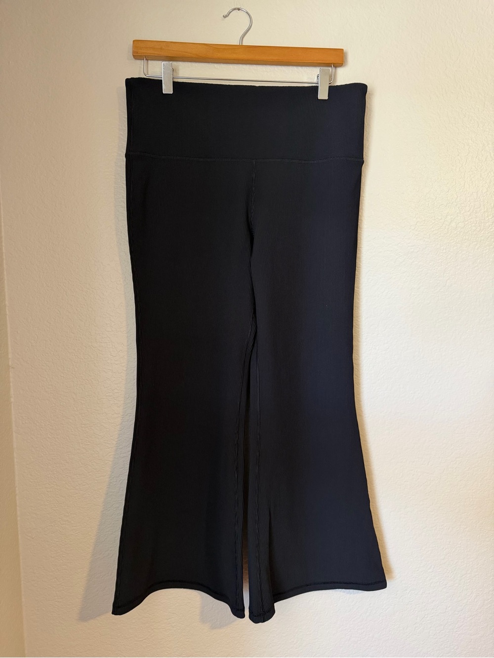 Athleta Elation Rib Crop Flare 7/8 Leggings Black Plus Size 1X Activewear